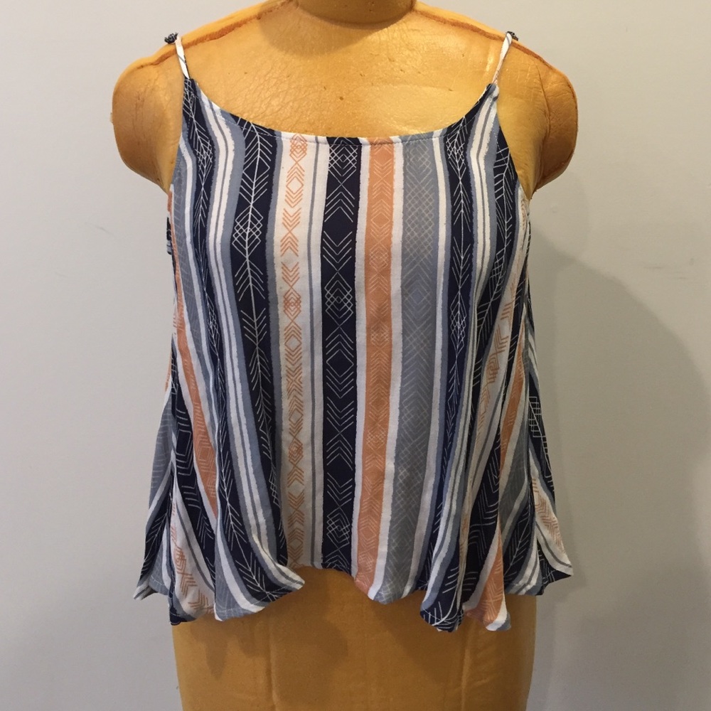 NWOT Blue and Orange tribal print blouse