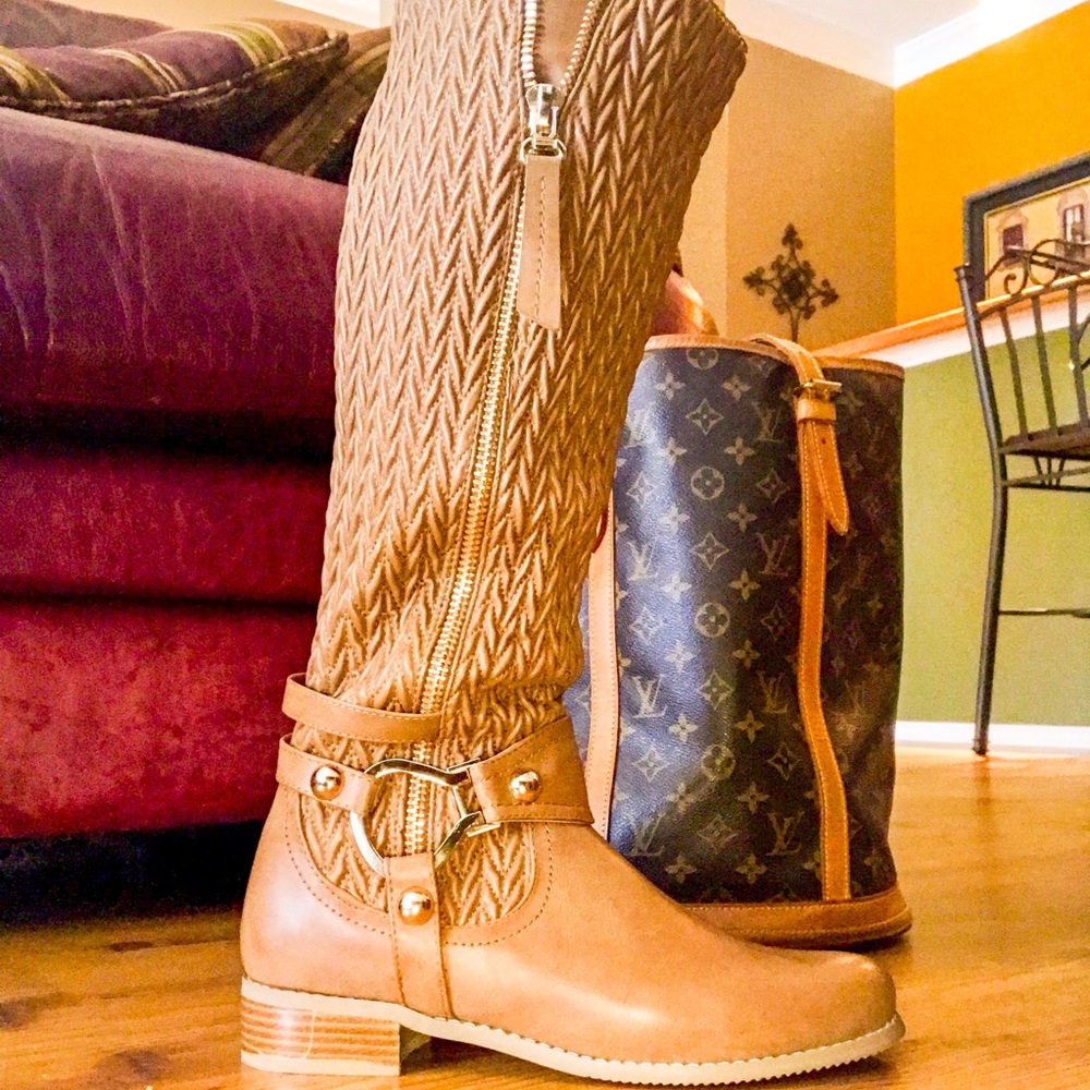 Riding Boots w Gold Accents in Camel color
