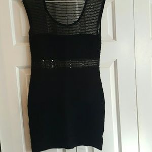 Black bodycon sequin dress see-through panels