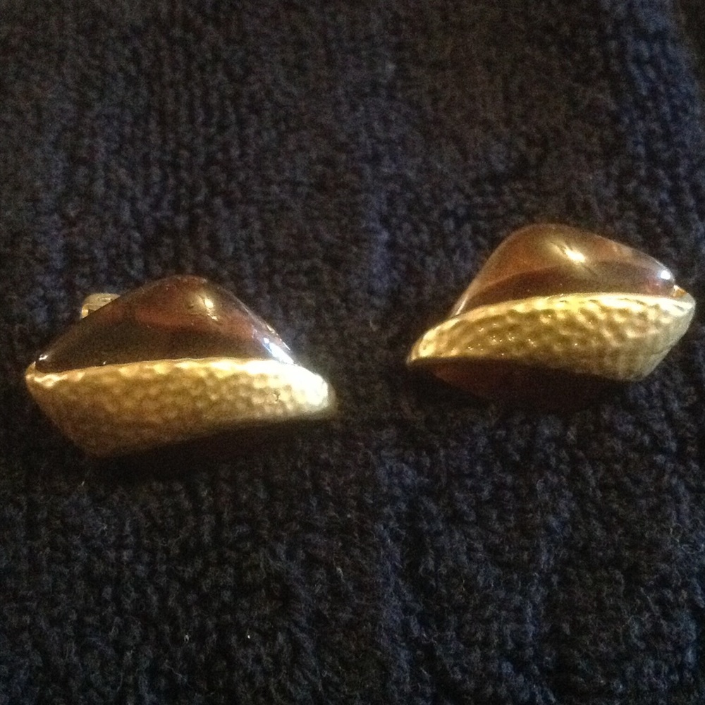 Fashion Earrings in Brown Stone encased in Gold