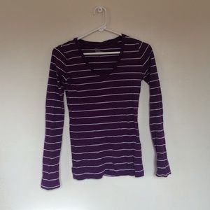 Purple long sleeve with white stripes