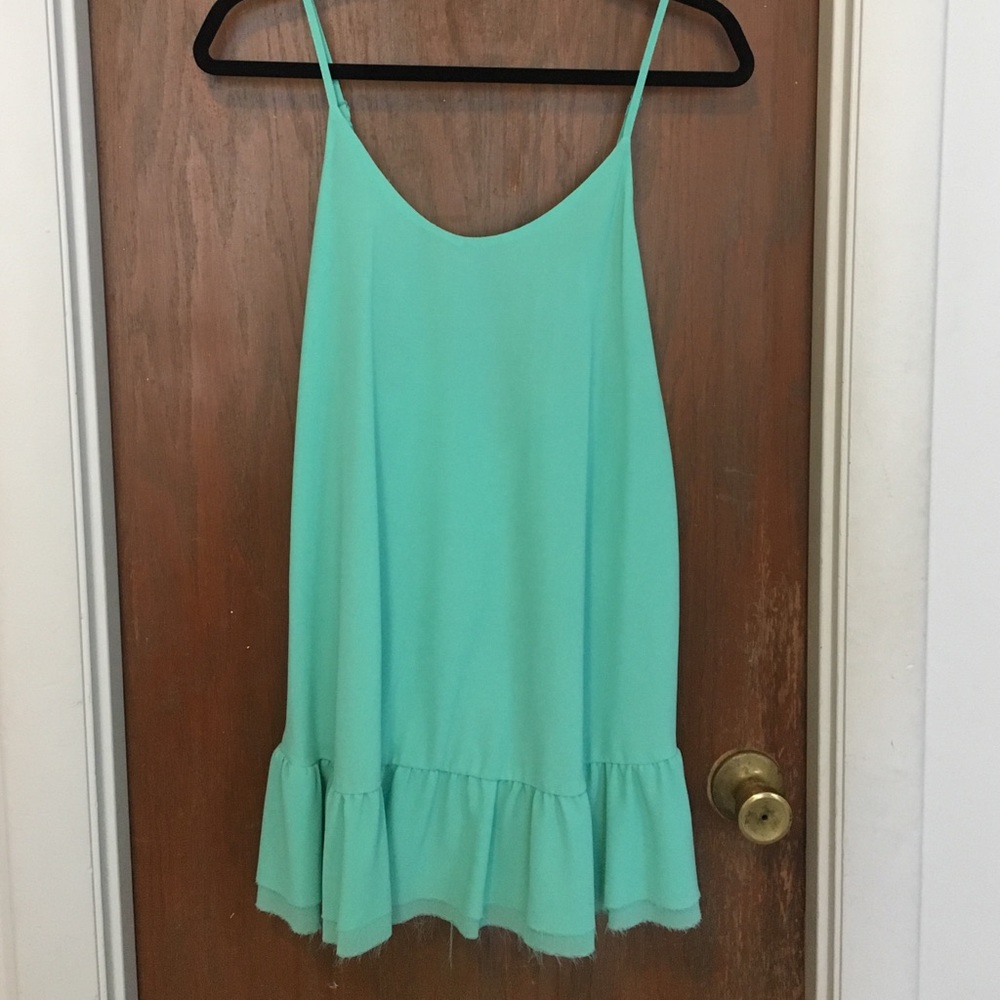 Light blue open back mini dress