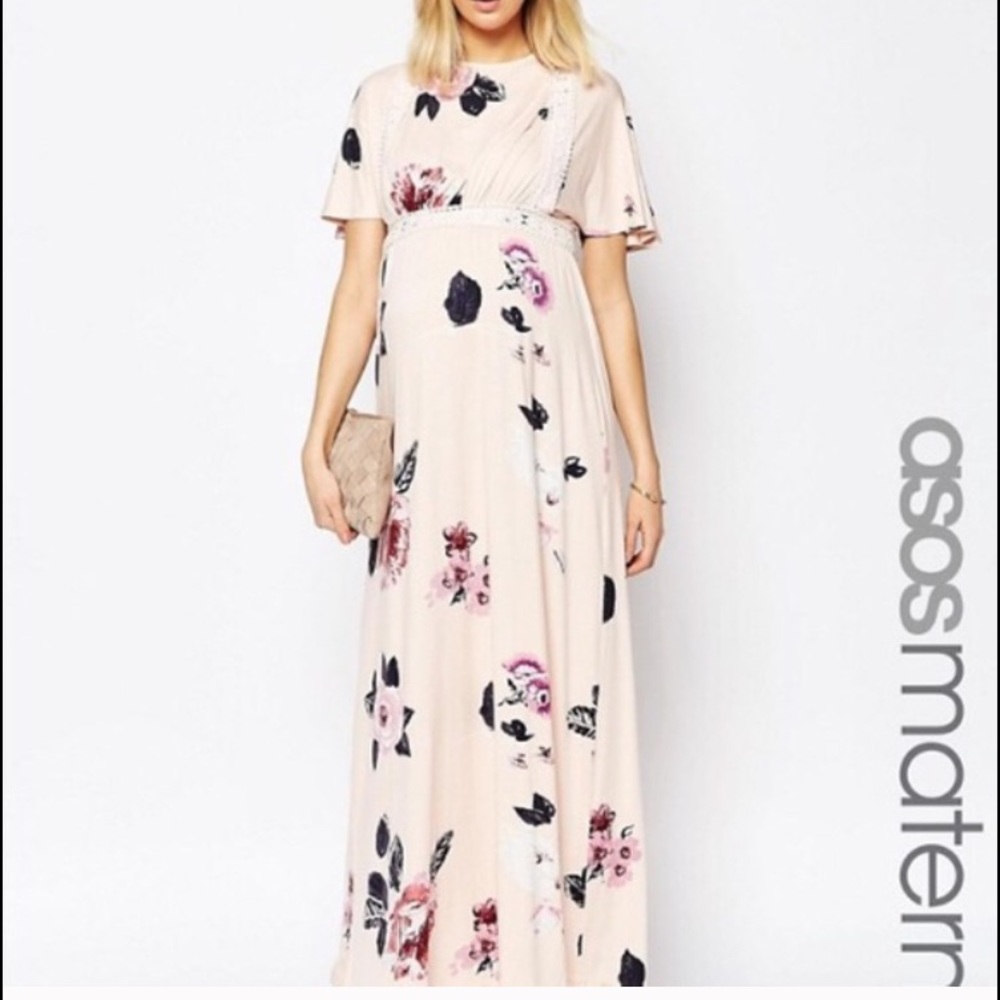ASOS pink floral maternity dress NWT size 4