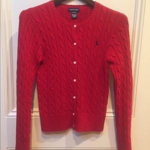 Super Cute Basically New Red Ralph Lauren Sweater
