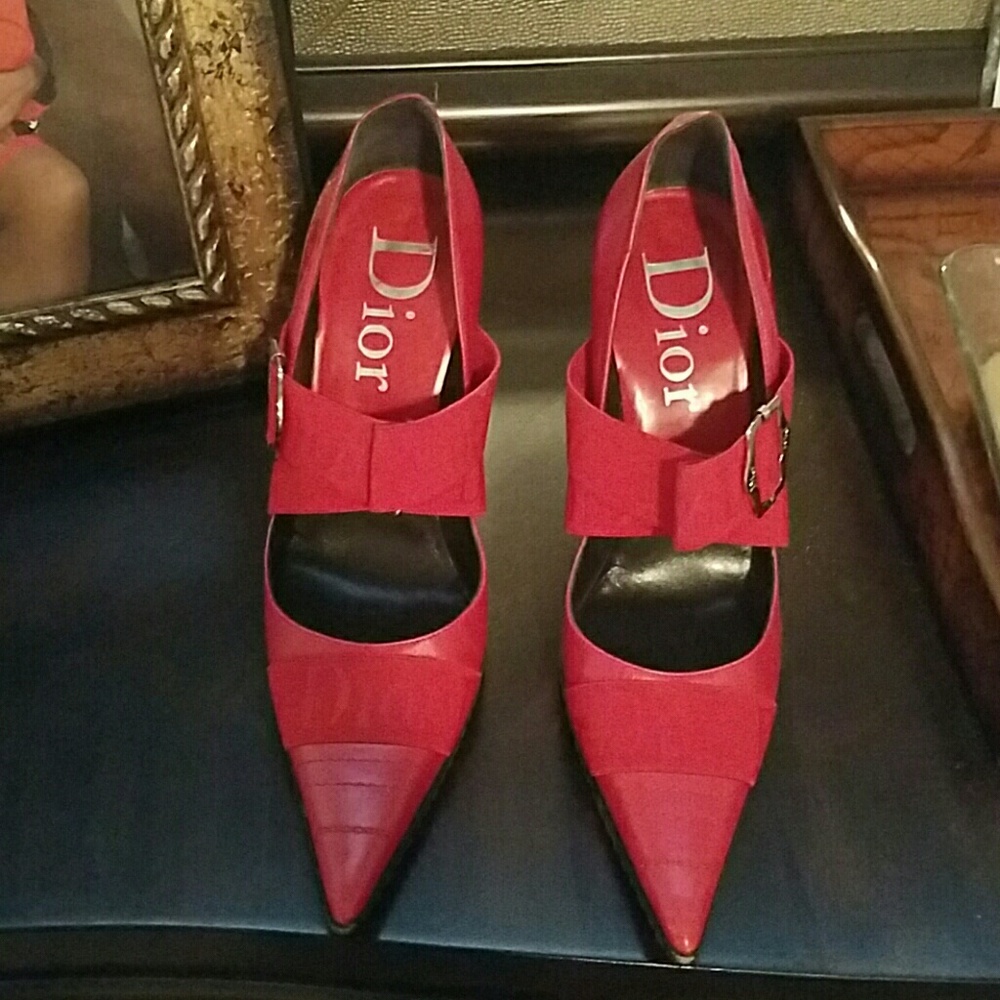 NWOT Authentic Candy Apple Red Dior heels.