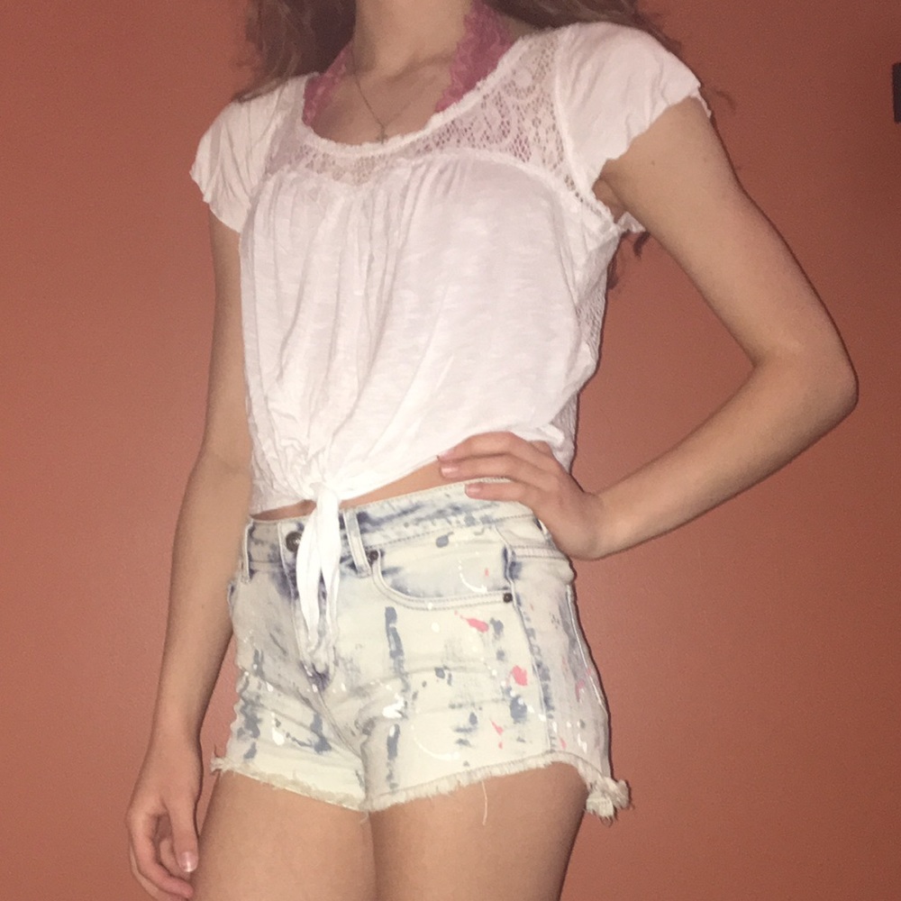 Hollister White Lace Crop Top