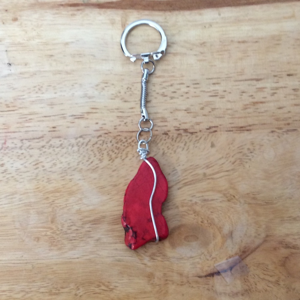 Red nugget stone key chain Handcrafted