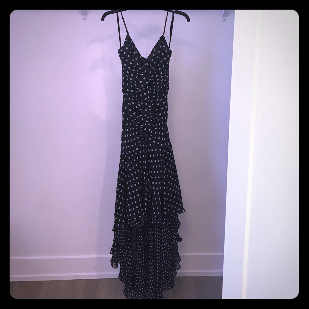 BCBG polka salsa style hi-low dress