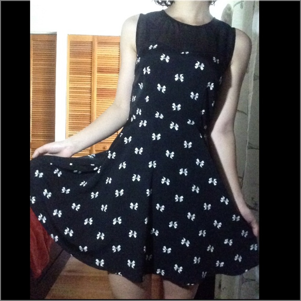 bow fit and flare dress