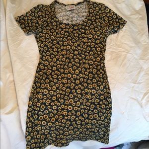 90's Retro Grunge Sunflower Mini Shift Dress