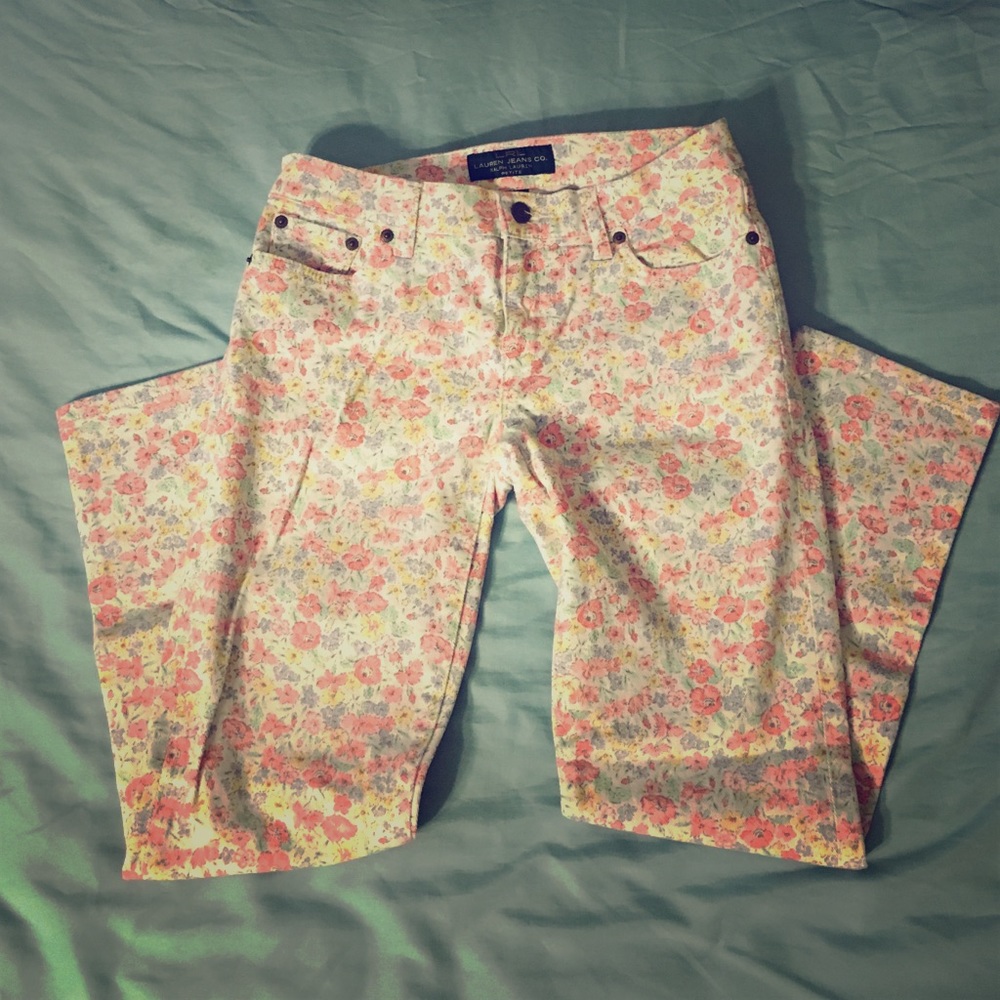 Ralph Lauren floral print jeans. Size 2P