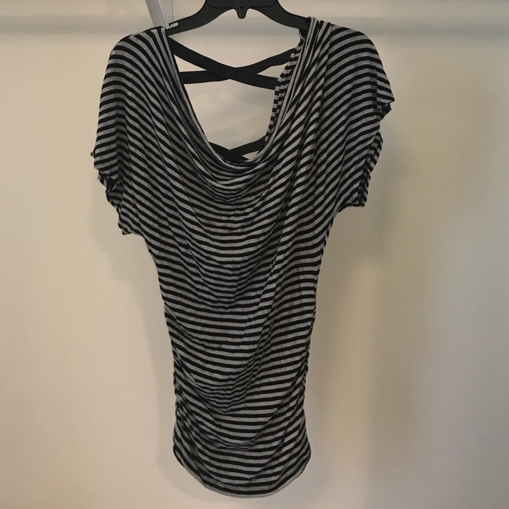 Off the shoulder, open back drapey top/dress