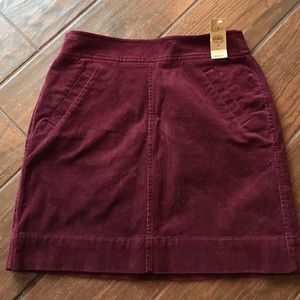 Loft maroon corduroy skirt NWT