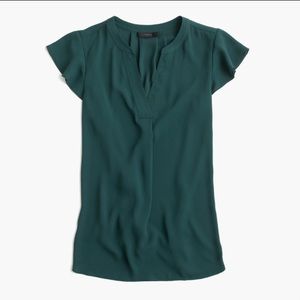 Dark green flutter sleeve top