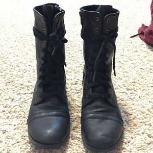 Black fashion combat boots