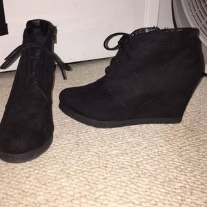 Black Wedge Booties