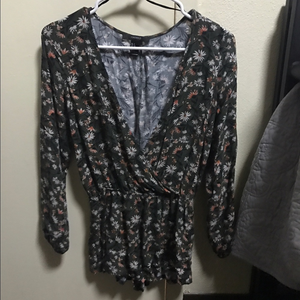 green floral romper