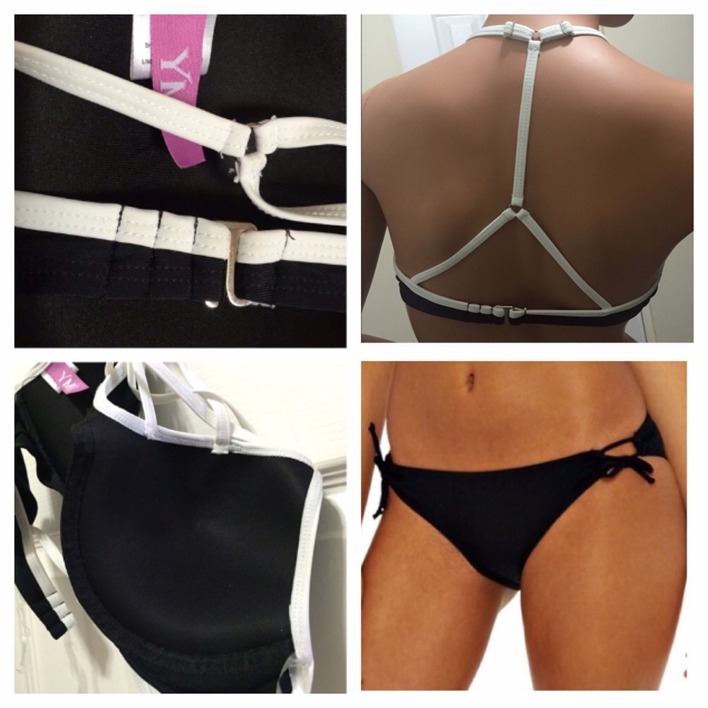 Black & White Crisscross Push Up 2-Pc Set Bikinis - Picture 5 of 5