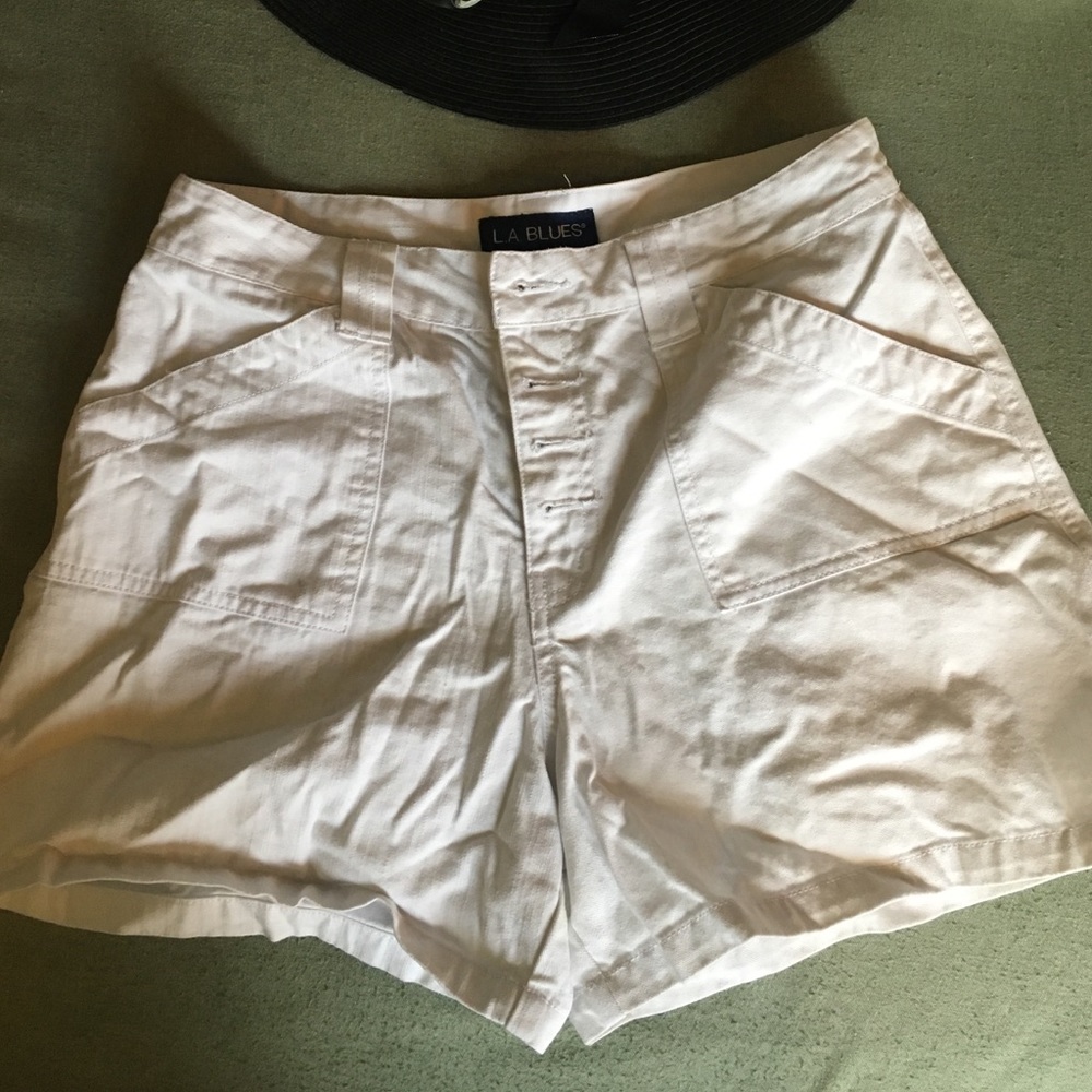 White high waisted denim jean shorts