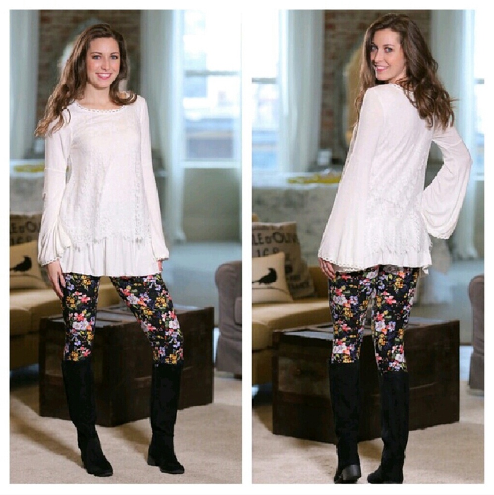 •White Bell Sleeve Lace Top• - Picture 3 of 3