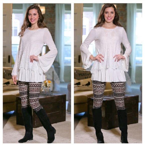 •White Bell Sleeve Lace Top• - Picture 2 of 3