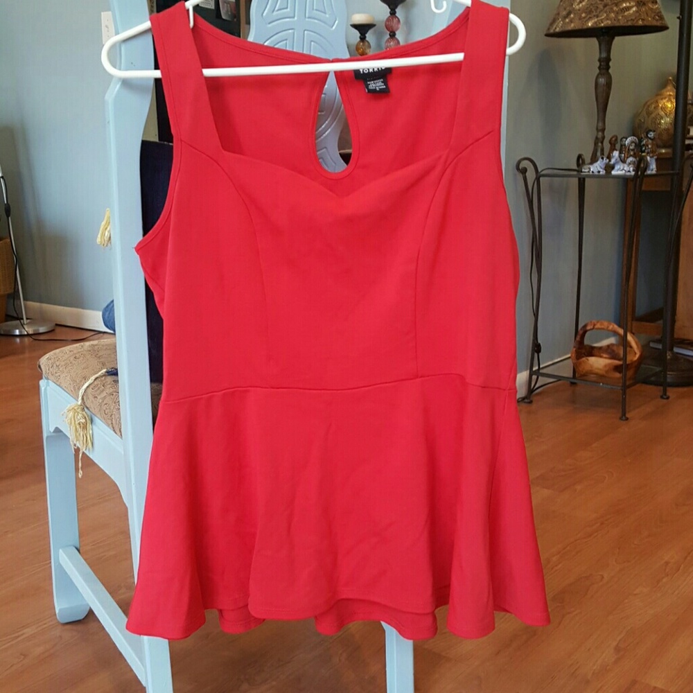 Red peplum top