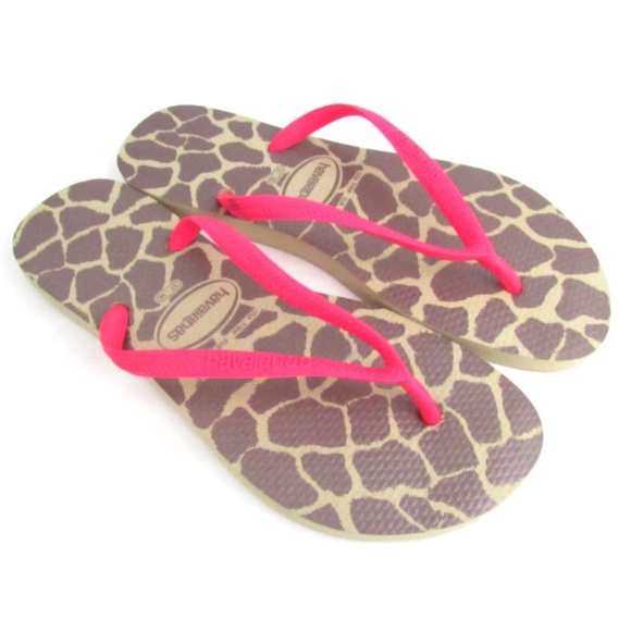 Havaianas Shoes - Havianas Valentine Pink Animal Print Flip Flop