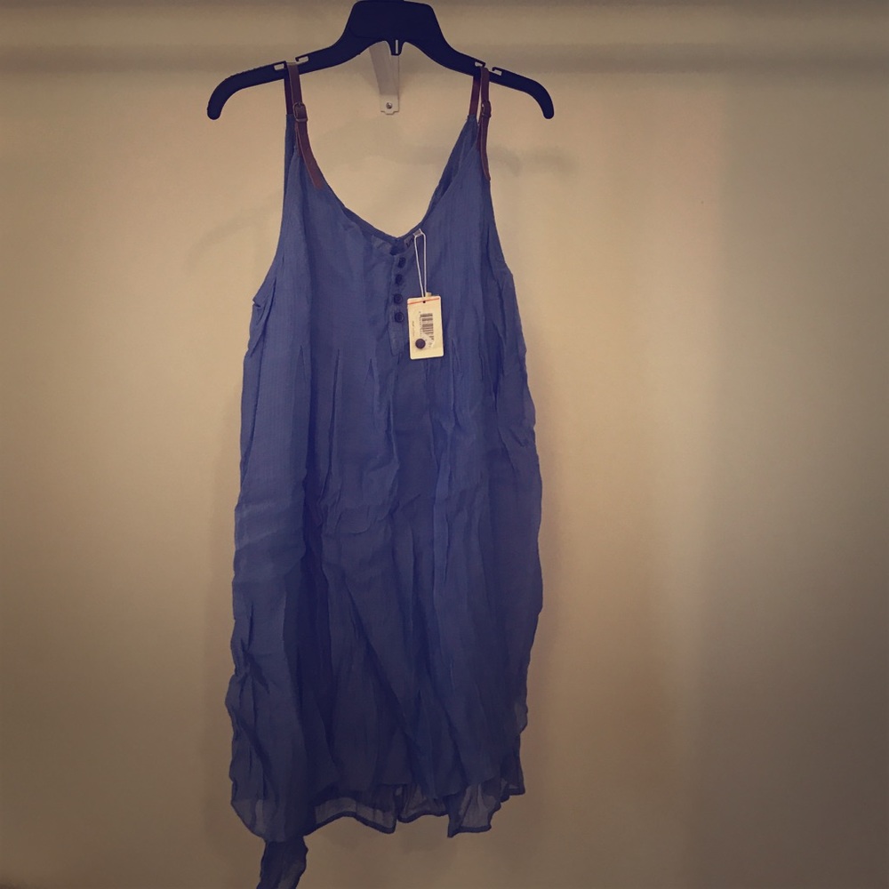 Periwinkle sundress with leather buckle straps