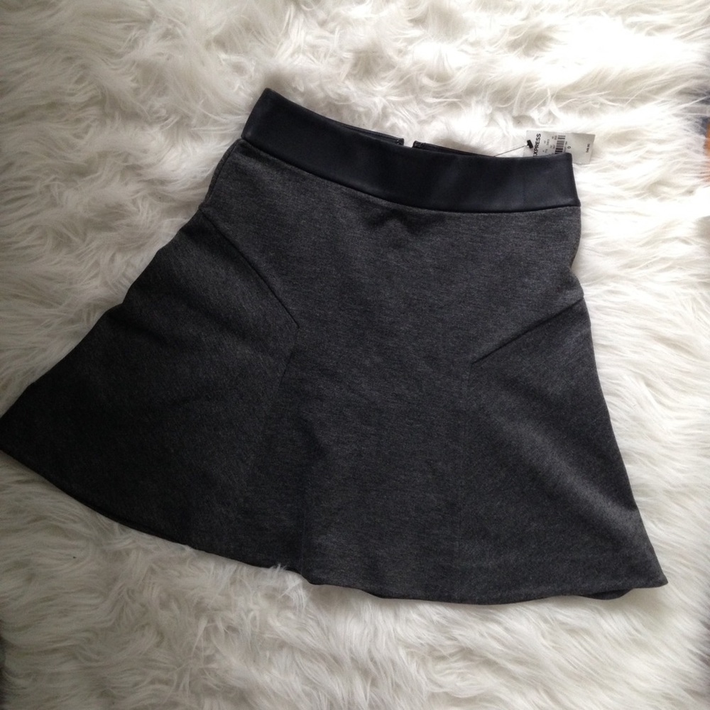 Express Gray Skater Skirt