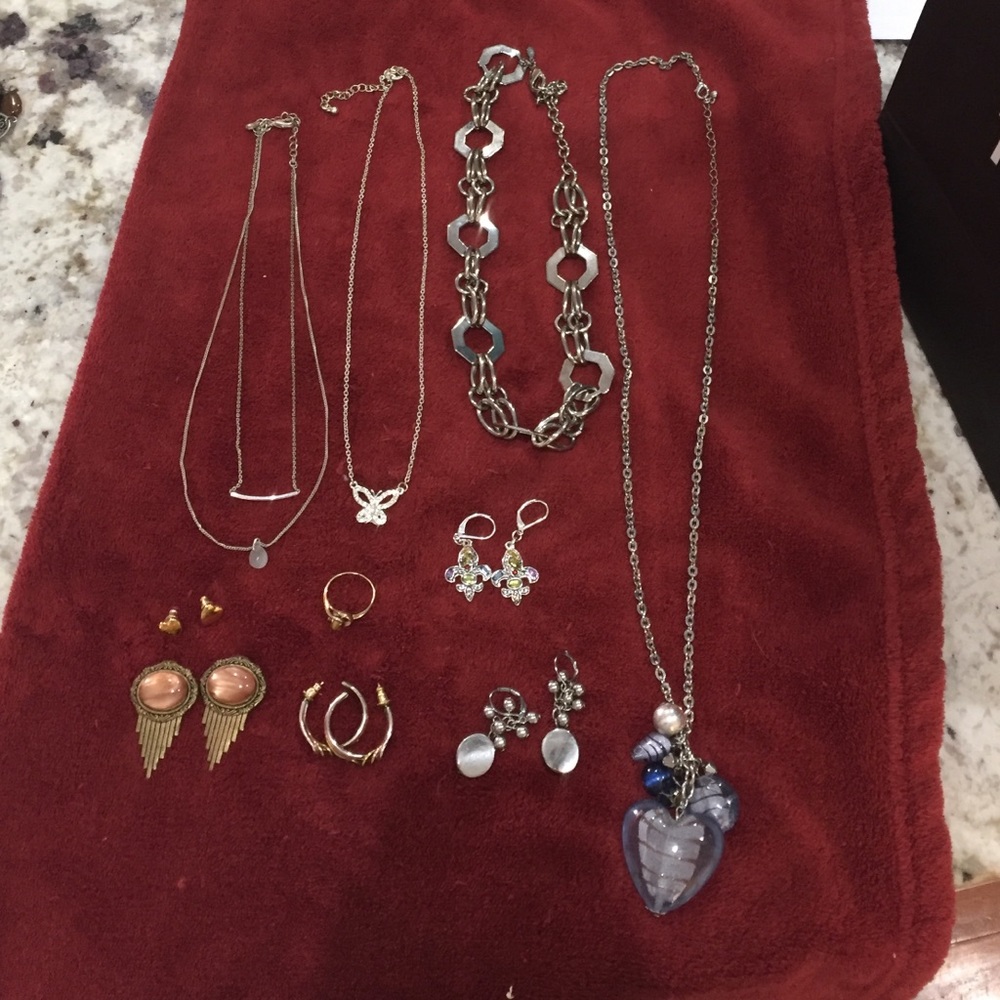 Assortment of necklaces, bracelets, and earrings