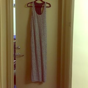 Banana republic grey striped maxi dress with slit