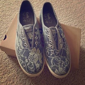 Keds Taylor Swift gray lace slip on (new!!)
