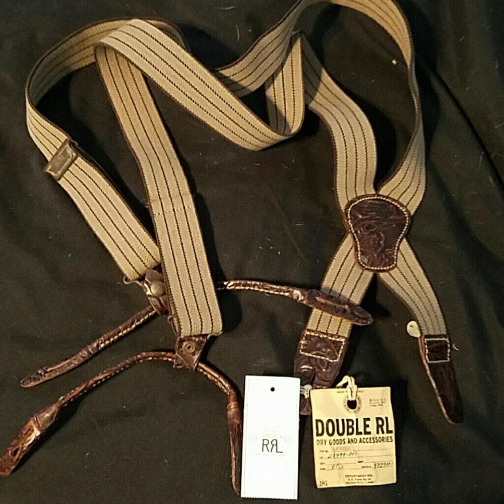 NWT Men's Ralph Lauren Double RL button suspenders