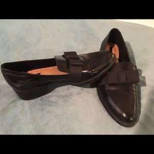 Black patent leather loafers
