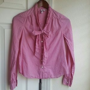 Bow front button down shirt