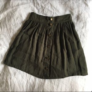 Olive Skirt with Brass Buttons