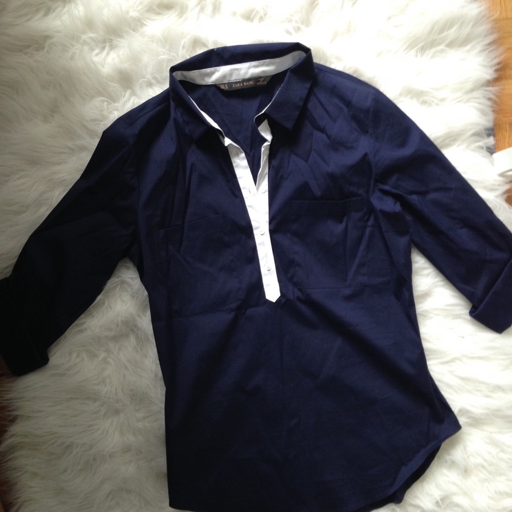 Zara Navy Blue Blouse