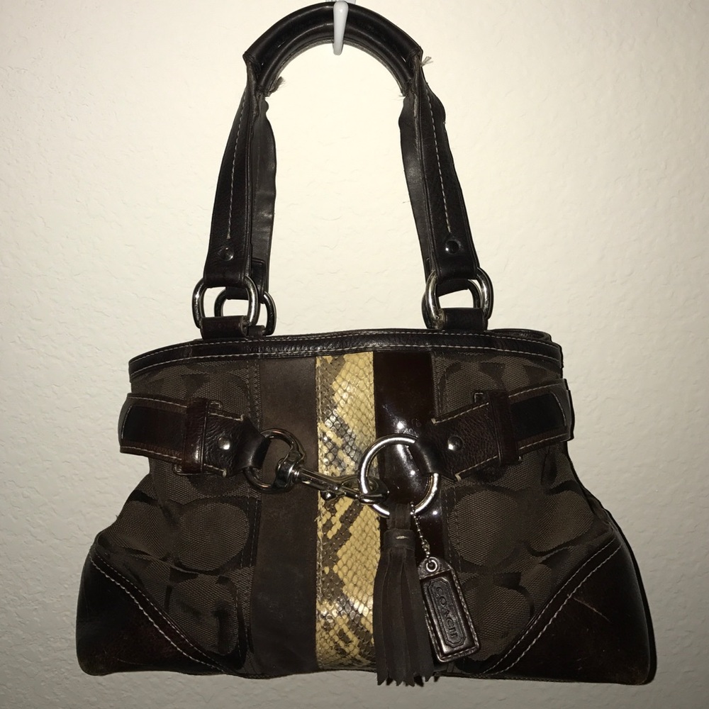 Beautiful brown snakeskin coach purse