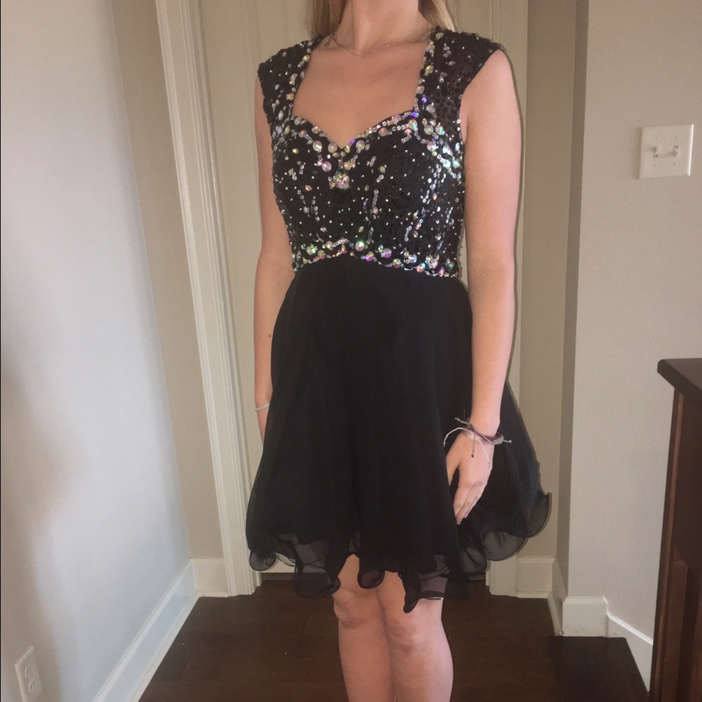 Black beaded homecoming dress