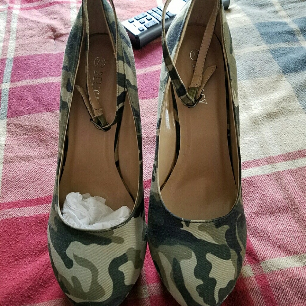 Camoflauge wedge heels brand new without tags