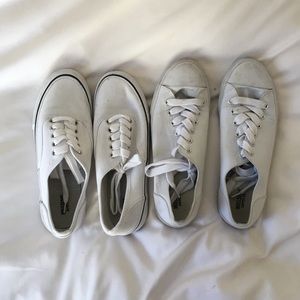 Two sets of Vans inspired white shoes