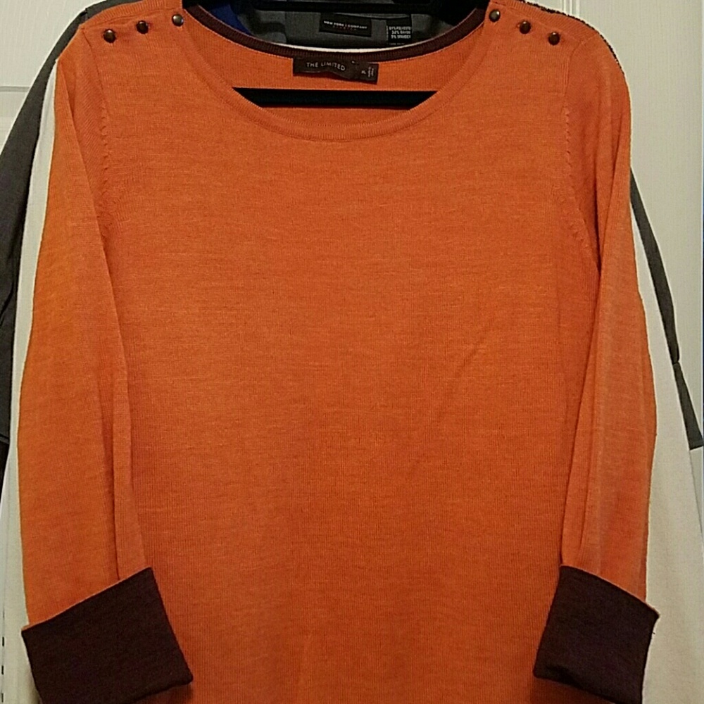Orange Sweater with Color Block sleeves