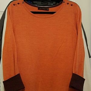 Orange Sweater with Color Block sleeves