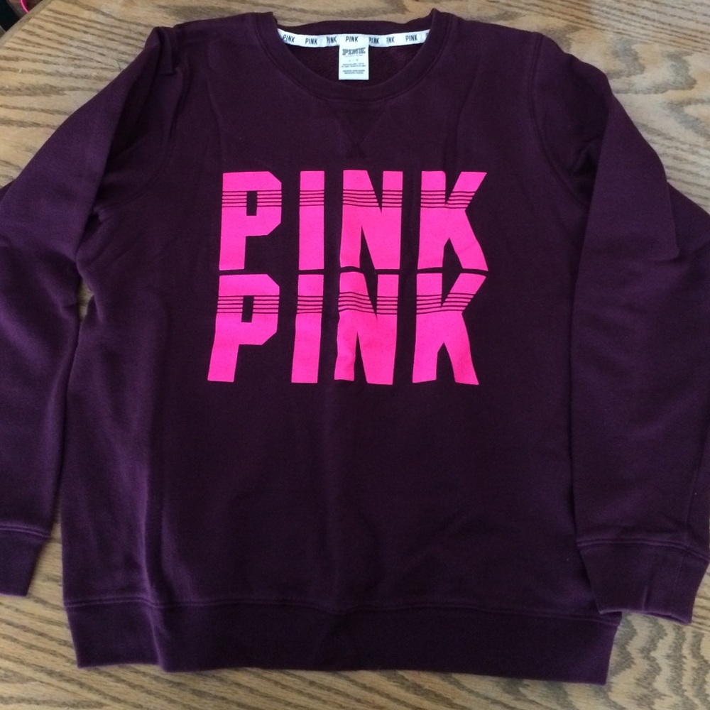 VS PINK maroon crew neck sweatshirt size large.