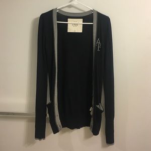 Slim navy and gray a&f cardigan