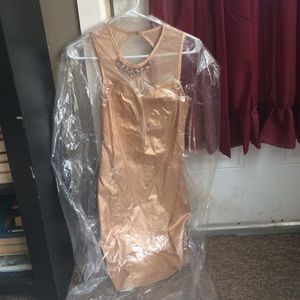 Short rose gold homecoming dress.