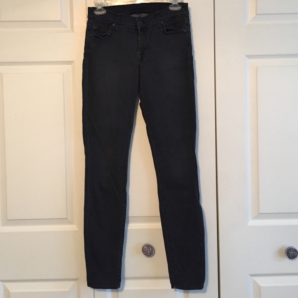 7 For All Mankind faded black skinny jeans