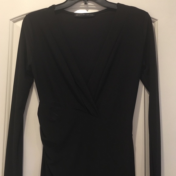 V neck black wrap dress - Picture 2 of 2