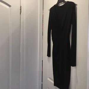 V neck black wrap dress