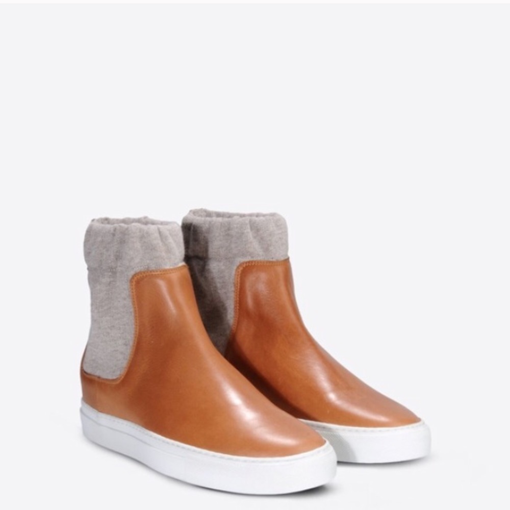 GIFTED Mm6 brown leather skater w/ sock detail